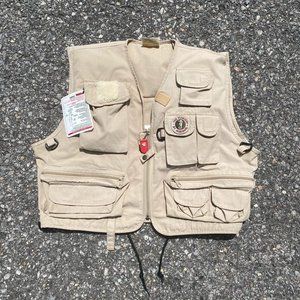 Vintage Fishing Vest Cargo Khaki Utility